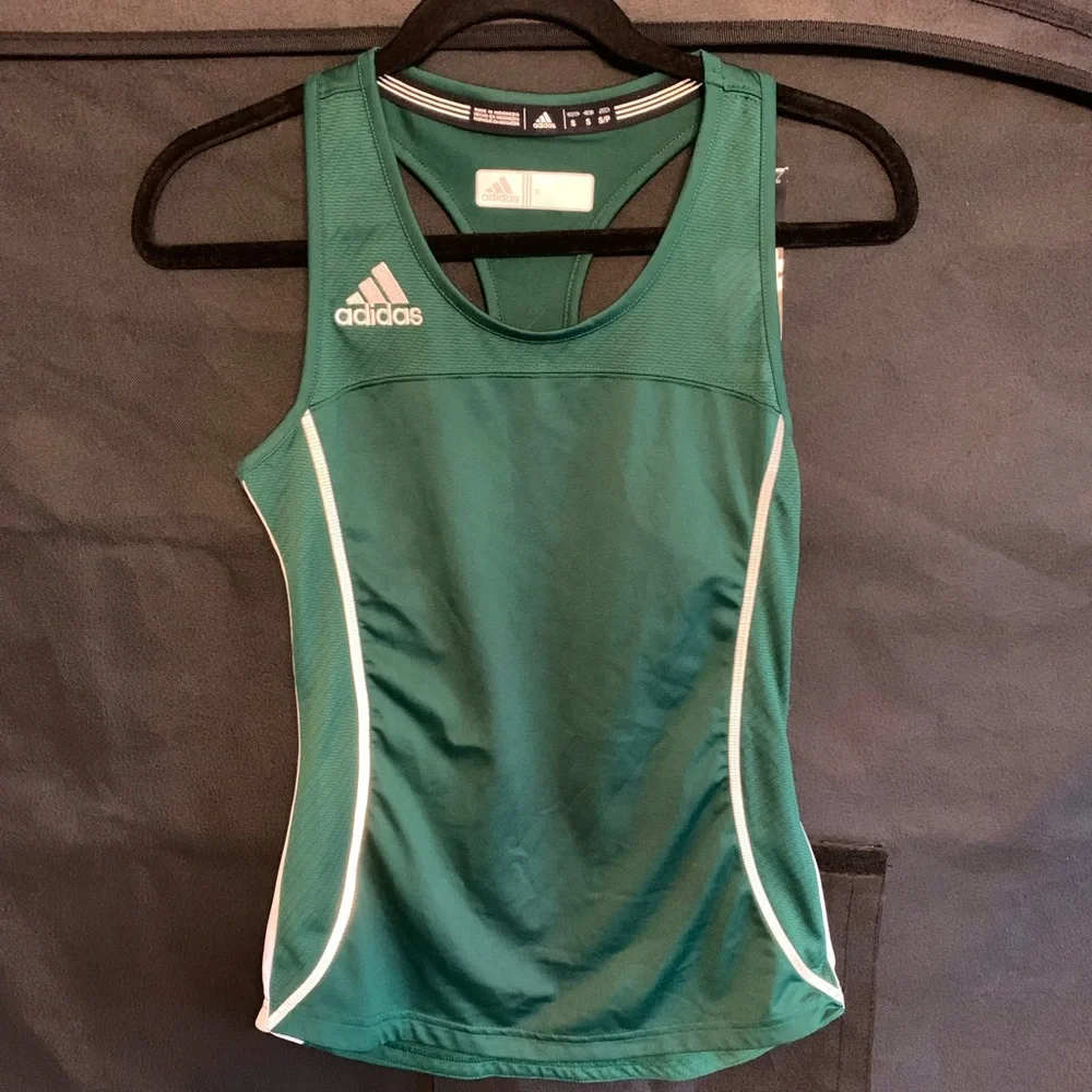 Adidas compression climacool running gym tank green MSRP $40 NWT small workout - Picture 1 of 5